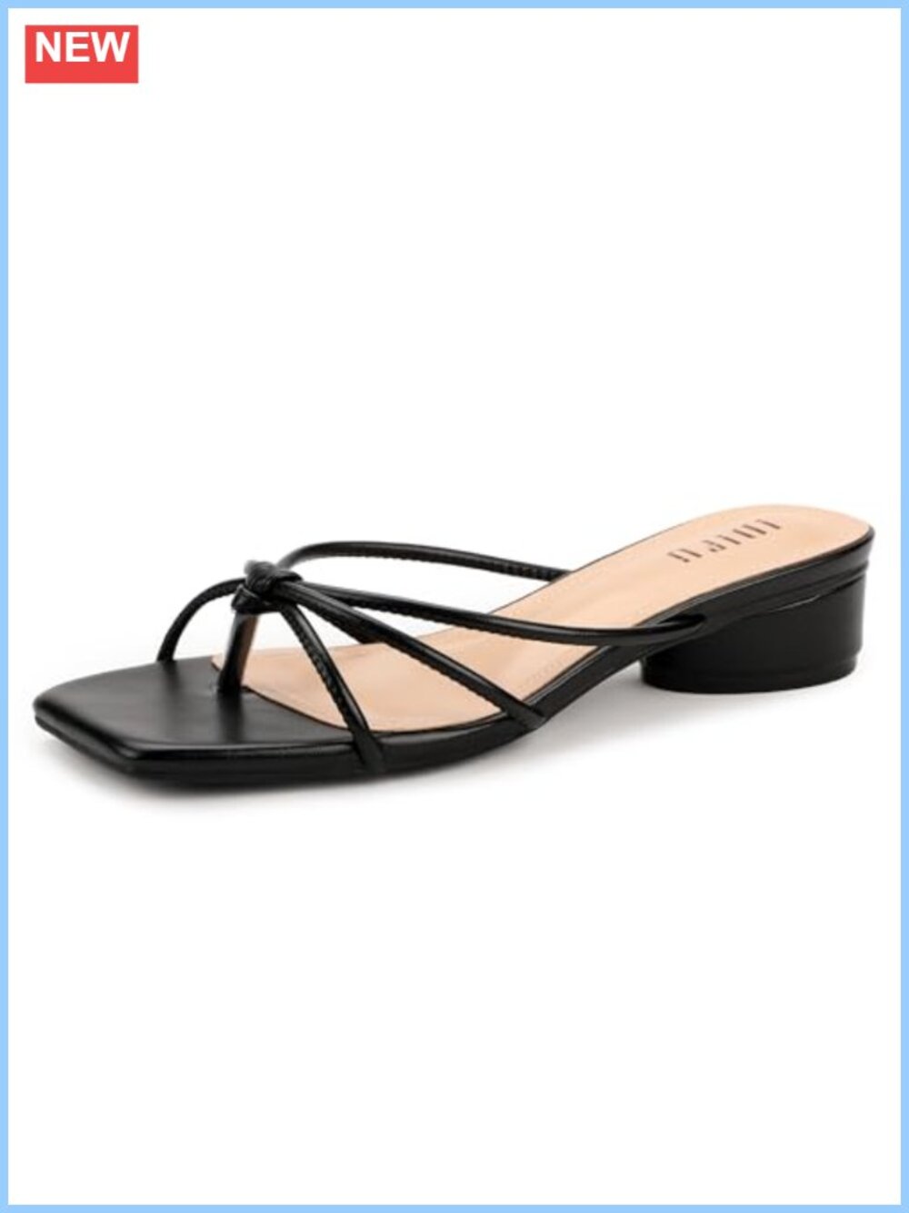 Strappy Block Heel Thong Sandals Square Open Toe Slip On Slide Heels
